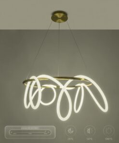 kelvo® GLOW 61660 Μοντέρνο Κρεμαστό Φωτιστικό Οροφής LED 69W 6900lm 360° AC 220-240V IP20 Ρυθμιζόμενο Λευκό CCT με Χειριστήριο από 2700K έως 6000K Dimmable – Lumileds SMD Chip – Χρυσό Πλατίνα & Λευκό Νήμα – Μ100 x Π100 x Υ70cm – 3 Χρόνια Εγγύηση