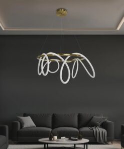 kelvo® GLOW 61660 Μοντέρνο Κρεμαστό Φωτιστικό Οροφής LED 69W 6900lm 360° AC 220-240V IP20 Ρυθμιζόμενο Λευκό CCT με Χειριστήριο από 2700K έως 6000K Dimmable – Lumileds SMD Chip – Χρυσό Πλατίνα & Λευκό Νήμα – Μ100 x Π100 x Υ70cm – 3 Χρόνια Εγγύηση