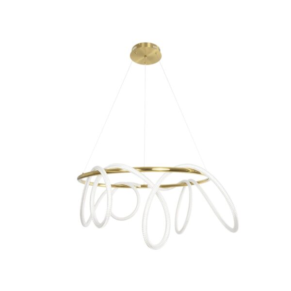 kelvo® GLOW 61660 Μοντέρνο Κρεμαστό Φωτιστικό Οροφής LED 69W 6900lm 360° AC 220-240V IP20 Ρυθμιζόμενο Λευκό CCT με Χειριστήριο από 2700K έως 6000K Dimmable – Lumileds SMD Chip – Χρυσό Πλατίνα & Λευκό Νήμα – Μ100 x Π100 x Υ70cm – 3 Χρόνια Εγγύηση