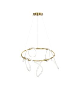 kelvo® GLOW 61660 Μοντέρνο Κρεμαστό Φωτιστικό Οροφής LED 69W 6900lm 360° AC 220-240V IP20 Ρυθμιζόμενο Λευκό CCT με Χειριστήριο από 2700K έως 6000K Dimmable – Lumileds SMD Chip – Χρυσό Πλατίνα & Λευκό Νήμα – Μ100 x Π100 x Υ70cm – 3 Χρόνια Εγγύηση