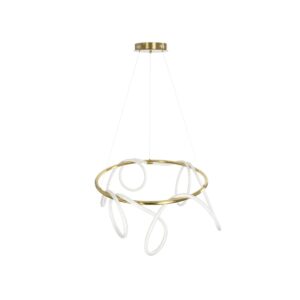 kelvo® GLOW 61660 Μοντέρνο Κρεμαστό Φωτιστικό Οροφής LED 69W 6900lm 360° AC 220-240V IP20 Ρυθμιζόμενο Λευκό CCT με Χειριστήριο από 2700K έως 6000K Dimmable – Lumileds SMD Chip – Χρυσό Πλατίνα & Λευκό Νήμα – Μ100 x Π100 x Υ70cm – 3 Χρόνια Εγγύηση