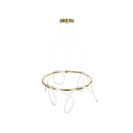 kelvo® GLOW 61660 Μοντέρνο Κρεμαστό Φωτιστικό Οροφής LED 69W 6900lm 360° AC 220-240V IP20 Ρυθμιζόμενο Λευκό CCT με Χειριστήριο από 2700K έως 6000K Dimmable – Lumileds SMD Chip – Χρυσό Πλατίνα & Λευκό Νήμα – Μ100 x Π100 x Υ70cm – 3 Χρόνια Εγγύηση