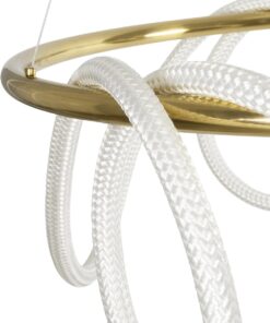 kelvo® GLOW 61660 Μοντέρνο Κρεμαστό Φωτιστικό Οροφής LED 69W 6900lm 360° AC 220-240V IP20 Ρυθμιζόμενο Λευκό CCT με Χειριστήριο από 2700K έως 6000K Dimmable – Lumileds SMD Chip – Χρυσό Πλατίνα & Λευκό Νήμα – Μ100 x Π100 x Υ70cm – 3 Χρόνια Εγγύηση