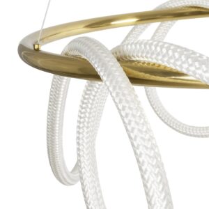 kelvo® GLOW 61660 Μοντέρνο Κρεμαστό Φωτιστικό Οροφής LED 69W 6900lm 360° AC 220-240V IP20 Ρυθμιζόμενο Λευκό CCT με Χειριστήριο από 2700K έως 6000K Dimmable – Lumileds SMD Chip – Χρυσό Πλατίνα & Λευκό Νήμα – Μ100 x Π100 x Υ70cm – 3 Χρόνια Εγγύηση