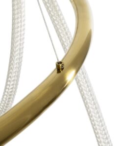 kelvo® GLOW 61660 Μοντέρνο Κρεμαστό Φωτιστικό Οροφής LED 69W 6900lm 360° AC 220-240V IP20 Ρυθμιζόμενο Λευκό CCT με Χειριστήριο από 2700K έως 6000K Dimmable – Lumileds SMD Chip – Χρυσό Πλατίνα & Λευκό Νήμα – Μ100 x Π100 x Υ70cm – 3 Χρόνια Εγγύηση