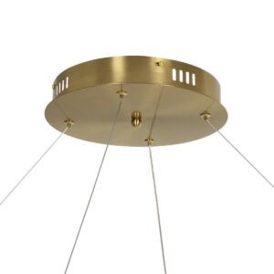 kelvo® GLOW 61661 Μοντέρνο Κρεμαστό Φωτιστικό Οροφής LED 100W 10000lm 360° AC 220-240V IP20 Ρυθμιζόμενο Λευκό CCT με Χειριστήριο από 2700K έως 6000K Dimmable – Lumileds SMD Chip – Χρυσό Πλατίνα & Λευκό Νήμα – Μ150 x Π150 x Υ100cm – 3 Χρόνια Εγγύηση