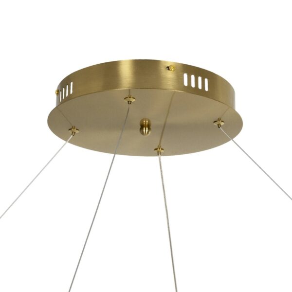 kelvo® GLOW 61661 Μοντέρνο Κρεμαστό Φωτιστικό Οροφής LED 100W 10000lm 360° AC 220-240V IP20 Ρυθμιζόμενο Λευκό CCT με Χειριστήριο από 2700K έως 6000K Dimmable – Lumileds SMD Chip – Χρυσό Πλατίνα & Λευκό Νήμα – Μ150 x Π150 x Υ100cm – 3 Χρόνια Εγγύηση