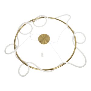 kelvo® GLOW 61661 Μοντέρνο Κρεμαστό Φωτιστικό Οροφής LED 100W 10000lm 360° AC 220-240V IP20 Ρυθμιζόμενο Λευκό CCT με Χειριστήριο από 2700K έως 6000K Dimmable – Lumileds SMD Chip – Χρυσό Πλατίνα & Λευκό Νήμα – Μ150 x Π150 x Υ100cm – 3 Χρόνια Εγγύηση
