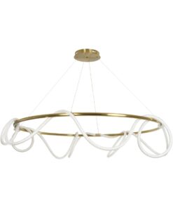 kelvo® GLOW 61661 Μοντέρνο Κρεμαστό Φωτιστικό Οροφής LED 100W 10000lm 360° AC 220-240V IP20 Ρυθμιζόμενο Λευκό CCT με Χειριστήριο από 2700K έως 6000K Dimmable – Lumileds SMD Chip – Χρυσό Πλατίνα & Λευκό Νήμα – Μ150 x Π150 x Υ100cm – 3 Χρόνια Εγγύηση