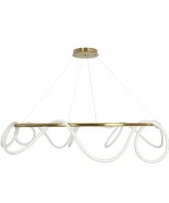 kelvo® GLOW 61661 Μοντέρνο Κρεμαστό Φωτιστικό Οροφής LED 100W 10000lm 360° AC 220-240V IP20 Ρυθμιζόμενο Λευκό CCT με Χειριστήριο από 2700K έως 6000K Dimmable – Lumileds SMD Chip – Χρυσό Πλατίνα & Λευκό Νήμα – Μ150 x Π150 x Υ100cm – 3 Χρόνια Εγγύηση