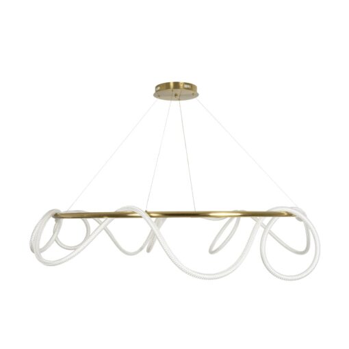 kelvo® GLOW 61661 Μοντέρνο Κρεμαστό Φωτιστικό Οροφής LED 100W 10000lm 360° AC 220-240V IP20 Ρυθμιζόμενο Λευκό CCT με Χειριστήριο από 2700K έως 6000K Dimmable – Lumileds SMD Chip – Χρυσό Πλατίνα & Λευκό Νήμα – Μ150 x Π150 x Υ100cm – 3 Χρόνια Εγγύηση