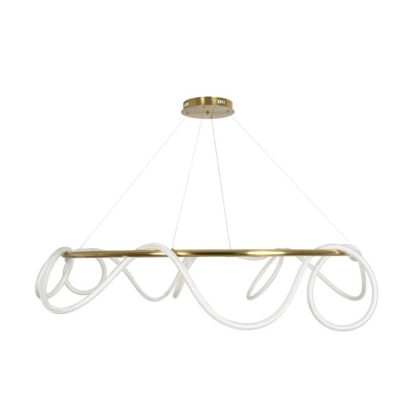 kelvo® GLOW 61661 Μοντέρνο Κρεμαστό Φωτιστικό Οροφής LED 100W 10000lm 360° AC 220-240V IP20 Ρυθμιζόμενο Λευκό CCT με Χειριστήριο από 2700K έως 6000K Dimmable – Lumileds SMD Chip – Χρυσό Πλατίνα & Λευκό Νήμα – Μ150 x Π150 x Υ100cm – 3 Χρόνια Εγγύηση