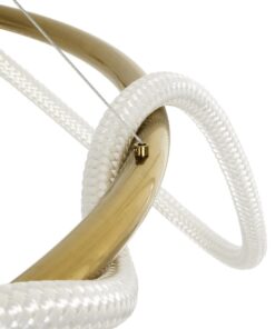 kelvo® GLOW 61661 Μοντέρνο Κρεμαστό Φωτιστικό Οροφής LED 100W 10000lm 360° AC 220-240V IP20 Ρυθμιζόμενο Λευκό CCT με Χειριστήριο από 2700K έως 6000K Dimmable – Lumileds SMD Chip – Χρυσό Πλατίνα & Λευκό Νήμα – Μ150 x Π150 x Υ100cm – 3 Χρόνια Εγγύηση