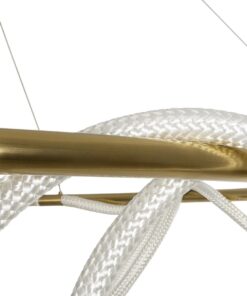 kelvo® GLOW 61661 Μοντέρνο Κρεμαστό Φωτιστικό Οροφής LED 100W 10000lm 360° AC 220-240V IP20 Ρυθμιζόμενο Λευκό CCT με Χειριστήριο από 2700K έως 6000K Dimmable – Lumileds SMD Chip – Χρυσό Πλατίνα & Λευκό Νήμα – Μ150 x Π150 x Υ100cm – 3 Χρόνια Εγγύηση