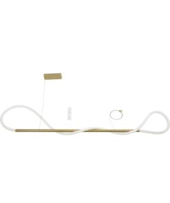 kelvo® GLOW 61662 Μοντέρνο Κρεμαστό Φωτιστικό Οροφής LED 34W 3400lm 360° AC 220-240V IP20 Ρυθμιζόμενο Λευκό CCT με Χειριστήριο από 2700K έως 6000K Dimmable – Lumileds SMD Chip – Χρυσό Πλατίνα & Λευκό Νήμα – Μ120 x Π35 x Υ50cm – 3 Χρόνια Εγγύηση