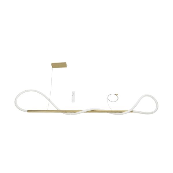 kelvo® GLOW 61662 Μοντέρνο Κρεμαστό Φωτιστικό Οροφής LED 34W 3400lm 360° AC 220-240V IP20 Ρυθμιζόμενο Λευκό CCT με Χειριστήριο από 2700K έως 6000K Dimmable – Lumileds SMD Chip – Χρυσό Πλατίνα & Λευκό Νήμα – Μ120 x Π35 x Υ50cm – 3 Χρόνια Εγγύηση