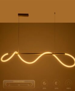 kelvo® GLOW 61662 Μοντέρνο Κρεμαστό Φωτιστικό Οροφής LED 34W 3400lm 360° AC 220-240V IP20 Ρυθμιζόμενο Λευκό CCT με Χειριστήριο από 2700K έως 6000K Dimmable – Lumileds SMD Chip – Χρυσό Πλατίνα & Λευκό Νήμα – Μ120 x Π35 x Υ50cm – 3 Χρόνια Εγγύηση