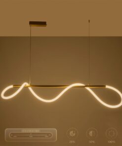 kelvo® GLOW 61662 Μοντέρνο Κρεμαστό Φωτιστικό Οροφής LED 34W 3400lm 360° AC 220-240V IP20 Ρυθμιζόμενο Λευκό CCT με Χειριστήριο από 2700K έως 6000K Dimmable – Lumileds SMD Chip – Χρυσό Πλατίνα & Λευκό Νήμα – Μ120 x Π35 x Υ50cm – 3 Χρόνια Εγγύηση