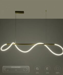 kelvo® GLOW 61662 Μοντέρνο Κρεμαστό Φωτιστικό Οροφής LED 34W 3400lm 360° AC 220-240V IP20 Ρυθμιζόμενο Λευκό CCT με Χειριστήριο από 2700K έως 6000K Dimmable – Lumileds SMD Chip – Χρυσό Πλατίνα & Λευκό Νήμα – Μ120 x Π35 x Υ50cm – 3 Χρόνια Εγγύηση