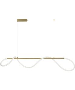 kelvo® GLOW 61662 Μοντέρνο Κρεμαστό Φωτιστικό Οροφής LED 34W 3400lm 360° AC 220-240V IP20 Ρυθμιζόμενο Λευκό CCT με Χειριστήριο από 2700K έως 6000K Dimmable – Lumileds SMD Chip – Χρυσό Πλατίνα & Λευκό Νήμα – Μ120 x Π35 x Υ50cm – 3 Χρόνια Εγγύηση