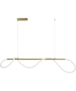 kelvo® GLOW 61662 Μοντέρνο Κρεμαστό Φωτιστικό Οροφής LED 34W 3400lm 360° AC 220-240V IP20 Ρυθμιζόμενο Λευκό CCT με Χειριστήριο από 2700K έως 6000K Dimmable – Lumileds SMD Chip – Χρυσό Πλατίνα & Λευκό Νήμα – Μ120 x Π35 x Υ50cm – 3 Χρόνια Εγγύηση