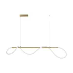 kelvo® GLOW 61662 Μοντέρνο Κρεμαστό Φωτιστικό Οροφής LED 34W 3400lm 360° AC 220-240V IP20 Ρυθμιζόμενο Λευκό CCT με Χειριστήριο από 2700K έως 6000K Dimmable – Lumileds SMD Chip – Χρυσό Πλατίνα & Λευκό Νήμα – Μ120 x Π35 x Υ50cm – 3 Χρόνια Εγγύηση