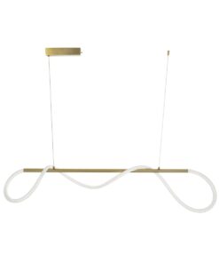 kelvo® GLOW 61662 Μοντέρνο Κρεμαστό Φωτιστικό Οροφής LED 34W 3400lm 360° AC 220-240V IP20 Ρυθμιζόμενο Λευκό CCT με Χειριστήριο από 2700K έως 6000K Dimmable – Lumileds SMD Chip – Χρυσό Πλατίνα & Λευκό Νήμα – Μ120 x Π35 x Υ50cm – 3 Χρόνια Εγγύηση