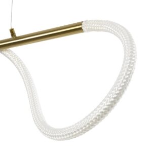 kelvo® GLOW 61662 Μοντέρνο Κρεμαστό Φωτιστικό Οροφής LED 34W 3400lm 360° AC 220-240V IP20 Ρυθμιζόμενο Λευκό CCT με Χειριστήριο από 2700K έως 6000K Dimmable – Lumileds SMD Chip – Χρυσό Πλατίνα & Λευκό Νήμα – Μ120 x Π35 x Υ50cm – 3 Χρόνια Εγγύηση