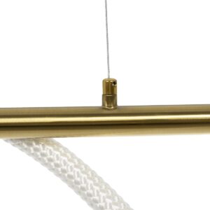 kelvo® GLOW 61662 Μοντέρνο Κρεμαστό Φωτιστικό Οροφής LED 34W 3400lm 360° AC 220-240V IP20 Ρυθμιζόμενο Λευκό CCT με Χειριστήριο από 2700K έως 6000K Dimmable – Lumileds SMD Chip – Χρυσό Πλατίνα & Λευκό Νήμα – Μ120 x Π35 x Υ50cm – 3 Χρόνια Εγγύηση