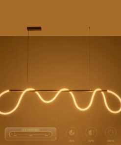 kelvo® GLOW 61663 Μοντέρνο Κρεμαστό Φωτιστικό Οροφής LED 45W 4500lm 360° AC 220-240V IP20 Ρυθμιζόμενο Λευκό CCT με Χειριστήριο από 2700K έως 6000K Dimmable – Lumileds SMD Chip – Χρυσό Πλατίνα & Λευκό Νήμα – Μ150 x Π35 x Υ50cm – 3 Χρόνια Εγγύηση