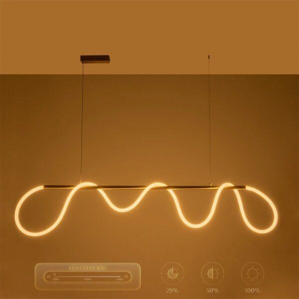 kelvo® GLOW 61663 Μοντέρνο Κρεμαστό Φωτιστικό Οροφής LED 45W 4500lm 360° AC 220-240V IP20 Ρυθμιζόμενο Λευκό CCT με Χειριστήριο από 2700K έως 6000K Dimmable – Lumileds SMD Chip – Χρυσό Πλατίνα & Λευκό Νήμα – Μ150 x Π35 x Υ50cm – 3 Χρόνια Εγγύηση