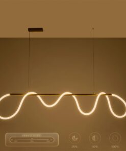 kelvo® GLOW 61663 Μοντέρνο Κρεμαστό Φωτιστικό Οροφής LED 45W 4500lm 360° AC 220-240V IP20 Ρυθμιζόμενο Λευκό CCT με Χειριστήριο από 2700K έως 6000K Dimmable – Lumileds SMD Chip – Χρυσό Πλατίνα & Λευκό Νήμα – Μ150 x Π35 x Υ50cm – 3 Χρόνια Εγγύηση