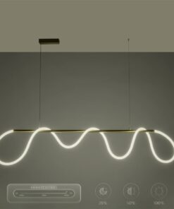 kelvo® GLOW 61663 Μοντέρνο Κρεμαστό Φωτιστικό Οροφής LED 45W 4500lm 360° AC 220-240V IP20 Ρυθμιζόμενο Λευκό CCT με Χειριστήριο από 2700K έως 6000K Dimmable – Lumileds SMD Chip – Χρυσό Πλατίνα & Λευκό Νήμα – Μ150 x Π35 x Υ50cm – 3 Χρόνια Εγγύηση