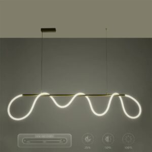 kelvo® GLOW 61663 Μοντέρνο Κρεμαστό Φωτιστικό Οροφής LED 45W 4500lm 360° AC 220-240V IP20 Ρυθμιζόμενο Λευκό CCT με Χειριστήριο από 2700K έως 6000K Dimmable – Lumileds SMD Chip – Χρυσό Πλατίνα & Λευκό Νήμα – Μ150 x Π35 x Υ50cm – 3 Χρόνια Εγγύηση