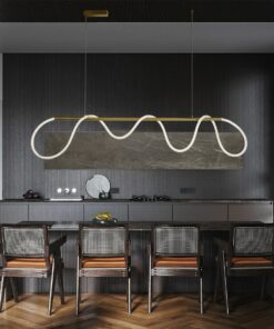 kelvo® GLOW 61663 Μοντέρνο Κρεμαστό Φωτιστικό Οροφής LED 45W 4500lm 360° AC 220-240V IP20 Ρυθμιζόμενο Λευκό CCT με Χειριστήριο από 2700K έως 6000K Dimmable – Lumileds SMD Chip – Χρυσό Πλατίνα & Λευκό Νήμα – Μ150 x Π35 x Υ50cm – 3 Χρόνια Εγγύηση