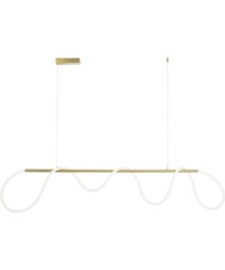 kelvo® GLOW 61663 Μοντέρνο Κρεμαστό Φωτιστικό Οροφής LED 45W 4500lm 360° AC 220-240V IP20 Ρυθμιζόμενο Λευκό CCT με Χειριστήριο από 2700K έως 6000K Dimmable – Lumileds SMD Chip – Χρυσό Πλατίνα & Λευκό Νήμα – Μ150 x Π35 x Υ50cm – 3 Χρόνια Εγγύηση