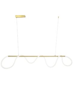 kelvo® GLOW 61663 Μοντέρνο Κρεμαστό Φωτιστικό Οροφής LED 45W 4500lm 360° AC 220-240V IP20 Ρυθμιζόμενο Λευκό CCT με Χειριστήριο από 2700K έως 6000K Dimmable – Lumileds SMD Chip – Χρυσό Πλατίνα & Λευκό Νήμα – Μ150 x Π35 x Υ50cm – 3 Χρόνια Εγγύηση