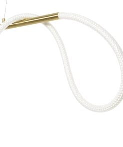 kelvo® GLOW 61663 Μοντέρνο Κρεμαστό Φωτιστικό Οροφής LED 45W 4500lm 360° AC 220-240V IP20 Ρυθμιζόμενο Λευκό CCT με Χειριστήριο από 2700K έως 6000K Dimmable – Lumileds SMD Chip – Χρυσό Πλατίνα & Λευκό Νήμα – Μ150 x Π35 x Υ50cm – 3 Χρόνια Εγγύηση