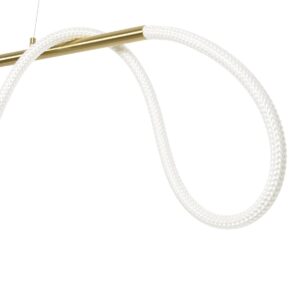 kelvo® GLOW 61663 Μοντέρνο Κρεμαστό Φωτιστικό Οροφής LED 45W 4500lm 360° AC 220-240V IP20 Ρυθμιζόμενο Λευκό CCT με Χειριστήριο από 2700K έως 6000K Dimmable – Lumileds SMD Chip – Χρυσό Πλατίνα & Λευκό Νήμα – Μ150 x Π35 x Υ50cm – 3 Χρόνια Εγγύηση