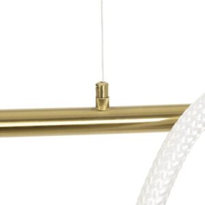 kelvo® GLOW 61663 Μοντέρνο Κρεμαστό Φωτιστικό Οροφής LED 45W 4500lm 360° AC 220-240V IP20 Ρυθμιζόμενο Λευκό CCT με Χειριστήριο από 2700K έως 6000K Dimmable – Lumileds SMD Chip – Χρυσό Πλατίνα & Λευκό Νήμα – Μ150 x Π35 x Υ50cm – 3 Χρόνια Εγγύηση