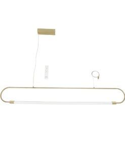 kelvo® GLOW 61664 Μοντέρνο Κρεμαστό Φωτιστικό Οροφής LED 15W 1500lm 360° AC 220-240V IP20 Ρυθμιζόμενο Λευκό CCT με Χειριστήριο από 2700K έως 6000K Dimmable – Lumileds SMD Chip – Χρυσό Πλατίνα & Λευκό Νήμα – Μ120 x Π3 x Υ25cm – 3 Χρόνια Εγγύηση