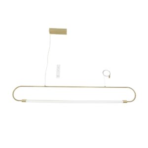 kelvo® GLOW 61664 Μοντέρνο Κρεμαστό Φωτιστικό Οροφής LED 15W 1500lm 360° AC 220-240V IP20 Ρυθμιζόμενο Λευκό CCT με Χειριστήριο από 2700K έως 6000K Dimmable – Lumileds SMD Chip – Χρυσό Πλατίνα & Λευκό Νήμα – Μ120 x Π3 x Υ25cm – 3 Χρόνια Εγγύηση