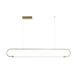 kelvo® GLOW 61664 Μοντέρνο Κρεμαστό Φωτιστικό Οροφής LED 15W 1500lm 360° AC 220-240V IP20 Ρυθμιζόμενο Λευκό CCT με Χειριστήριο από 2700K έως 6000K Dimmable – Lumileds SMD Chip – Χρυσό Πλατίνα & Λευκό Νήμα – Μ120 x Π3 x Υ25cm – 3 Χρόνια Εγγύηση