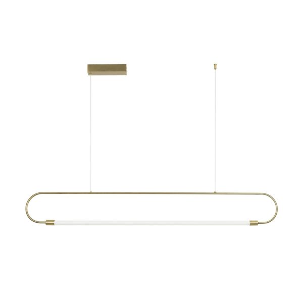 kelvo® GLOW 61664 Μοντέρνο Κρεμαστό Φωτιστικό Οροφής LED 15W 1500lm 360° AC 220-240V IP20 Ρυθμιζόμενο Λευκό CCT με Χειριστήριο από 2700K έως 6000K Dimmable – Lumileds SMD Chip – Χρυσό Πλατίνα & Λευκό Νήμα – Μ120 x Π3 x Υ25cm – 3 Χρόνια Εγγύηση
