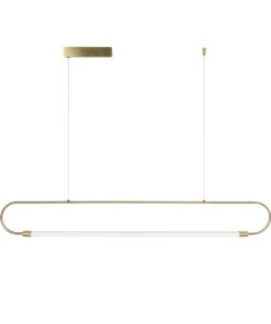 kelvo® GLOW 61664 Μοντέρνο Κρεμαστό Φωτιστικό Οροφής LED 15W 1500lm 360° AC 220-240V IP20 Ρυθμιζόμενο Λευκό CCT με Χειριστήριο από 2700K έως 6000K Dimmable – Lumileds SMD Chip – Χρυσό Πλατίνα & Λευκό Νήμα – Μ120 x Π3 x Υ25cm – 3 Χρόνια Εγγύηση