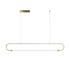 kelvo® GLOW 61664 Μοντέρνο Κρεμαστό Φωτιστικό Οροφής LED 15W 1500lm 360° AC 220-240V IP20 Ρυθμιζόμενο Λευκό CCT με Χειριστήριο από 2700K έως 6000K Dimmable – Lumileds SMD Chip – Χρυσό Πλατίνα & Λευκό Νήμα – Μ120 x Π3 x Υ25cm – 3 Χρόνια Εγγύηση