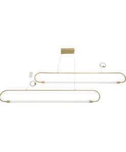 kelvo® GLOW 61665 Μοντέρνο Κρεμαστό Φωτιστικό Οροφής LED 28W 2800lm 360° AC 220-240V IP20 Ρυθμιζόμενο Λευκό CCT με Χειριστήριο από 2700K έως 6000K Dimmable – Lumileds SMD Chip – Χρυσό Πλατίνα & Λευκό Νήμα – Μ160 x Π3 x Υ25cm – 3 Χρόνια Εγγύηση