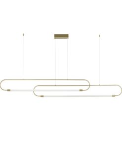 kelvo® GLOW 61665 Μοντέρνο Κρεμαστό Φωτιστικό Οροφής LED 28W 2800lm 360° AC 220-240V IP20 Ρυθμιζόμενο Λευκό CCT με Χειριστήριο από 2700K έως 6000K Dimmable – Lumileds SMD Chip – Χρυσό Πλατίνα & Λευκό Νήμα – Μ160 x Π3 x Υ25cm – 3 Χρόνια Εγγύηση