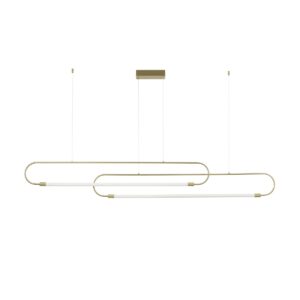 kelvo® GLOW 61665 Μοντέρνο Κρεμαστό Φωτιστικό Οροφής LED 28W 2800lm 360° AC 220-240V IP20 Ρυθμιζόμενο Λευκό CCT με Χειριστήριο από 2700K έως 6000K Dimmable – Lumileds SMD Chip – Χρυσό Πλατίνα & Λευκό Νήμα – Μ160 x Π3 x Υ25cm – 3 Χρόνια Εγγύηση