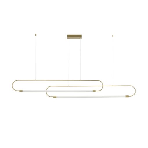 kelvo® GLOW 61665 Μοντέρνο Κρεμαστό Φωτιστικό Οροφής LED 28W 2800lm 360° AC 220-240V IP20 Ρυθμιζόμενο Λευκό CCT με Χειριστήριο από 2700K έως 6000K Dimmable – Lumileds SMD Chip – Χρυσό Πλατίνα & Λευκό Νήμα – Μ160 x Π3 x Υ25cm – 3 Χρόνια Εγγύηση